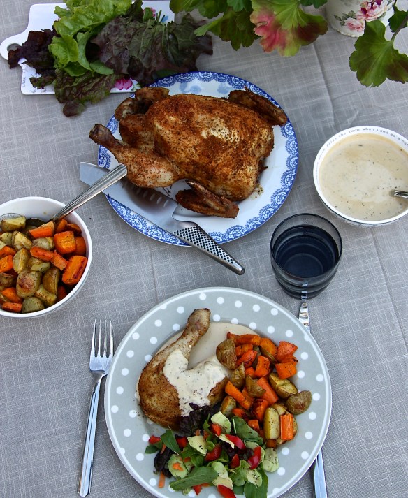 Heilsteiktur kjúklingur með kryddjurtarjómasósu